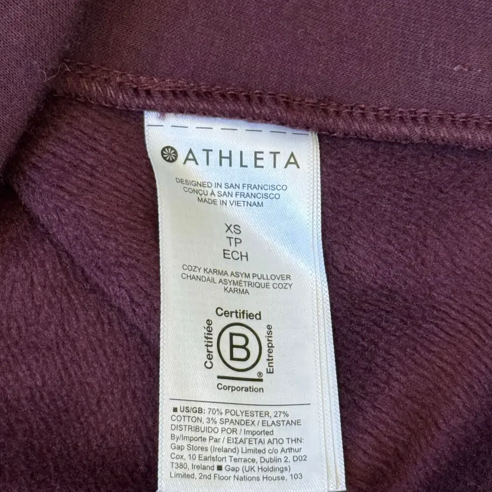 Athleta Cozy Karma Asym Pullover Deep Crocus Violet Sweater Women’s Size XS - Picture 4 of 11